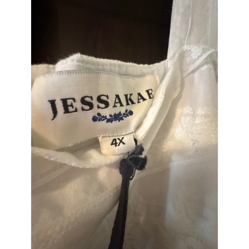 JessaKae White 100% Cotton Lace Puff Sleeve Midi Dress Plus Size 4X NWT Bridal - Picture 3 of 5